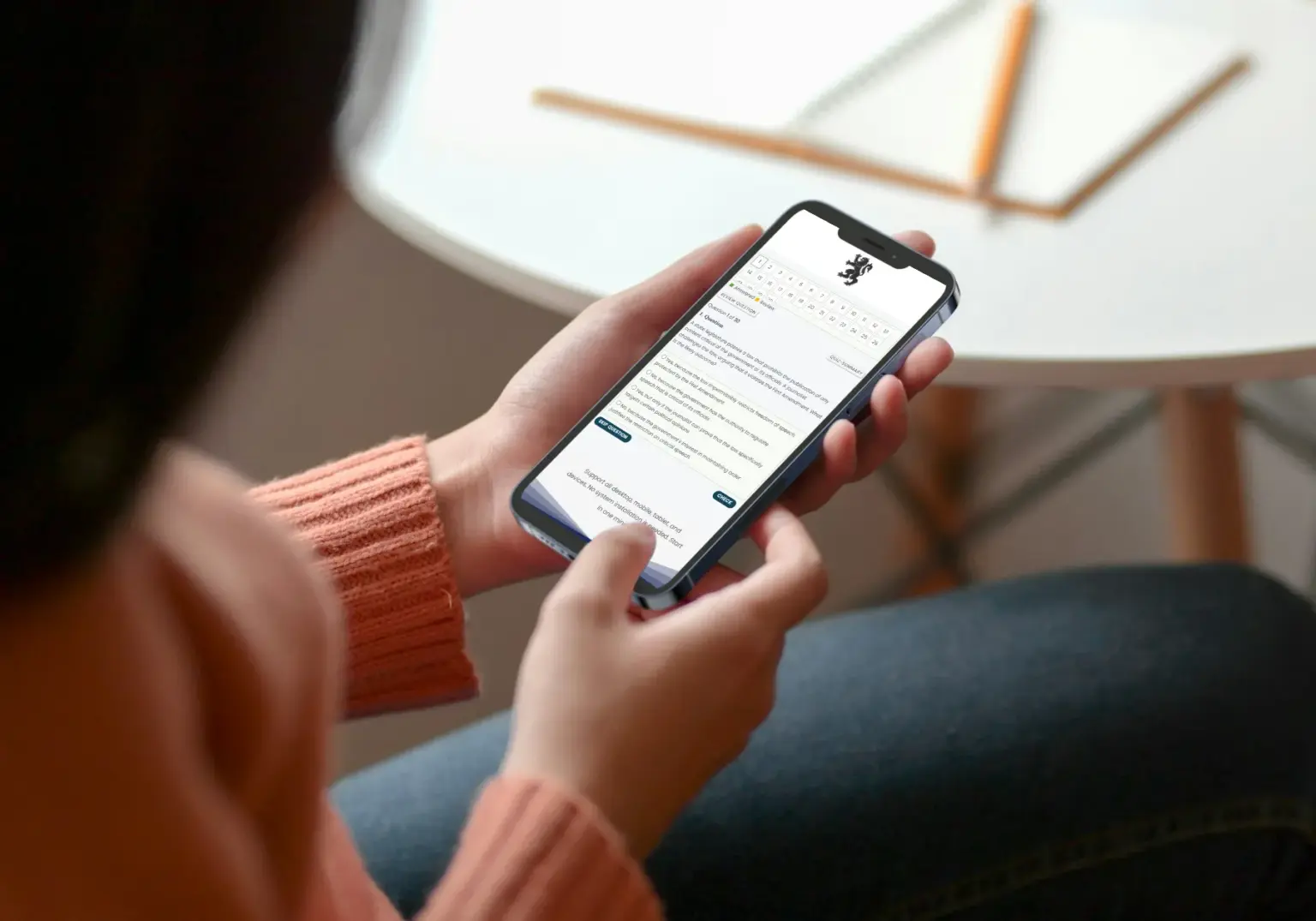 Candidate using Chimney Exam on mobile